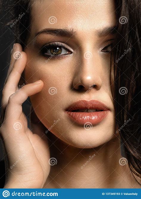 Beautiful Woman With Brown Eyes Stock Image Image Of Long Smokey