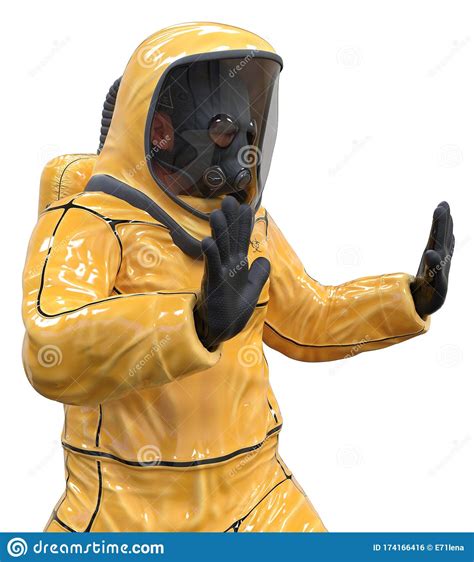 Man In A Biohazard Suit Isolated On White 3d Illustration Stock Illustration Illustration Of