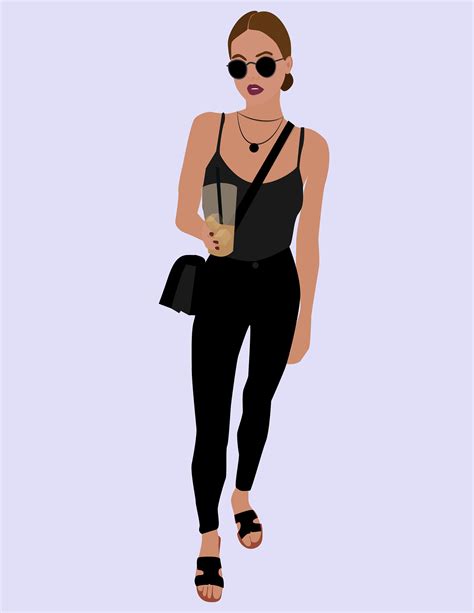 Digital Illustration Of A Woman In A Cute Street Wear Outfit Etsy In 2020 Illustration Girl