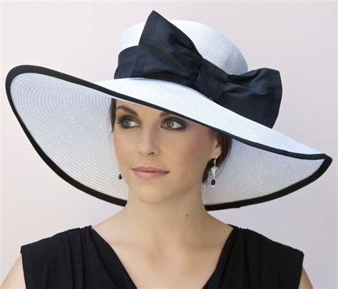 Wedding Hat Black And White Hat Wide Brim Hat Derby Hat Ascot Hat Formal Hat Church Hat