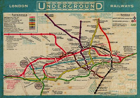 Vintage London Subway Map Painting By Baltzgar