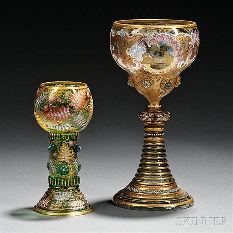 Two Moser Type Gilded And Enameled Green Glass Goblets Sale Number 2781t Lot Number 25