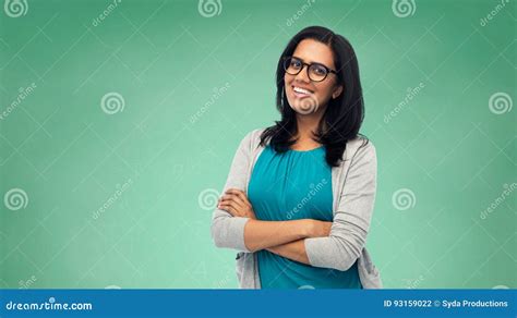 Happy Smiling Young Indian Woman In Glasses Stock Photo Image Of