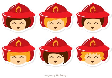 Download 1,600+ royalty free fire department logo vector images. Kids Face Fireman Vector Pack - Download Free Vector Art ...