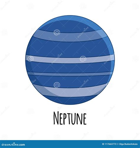 Cartoon Neptune Planet Vector Illustration Isolated On White B Stock