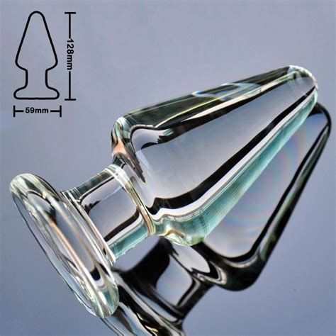 59mm Big Size Pyrex Glass Anal Dildo Butt Plug Large Crystal Fake Penis Bead Adult Female