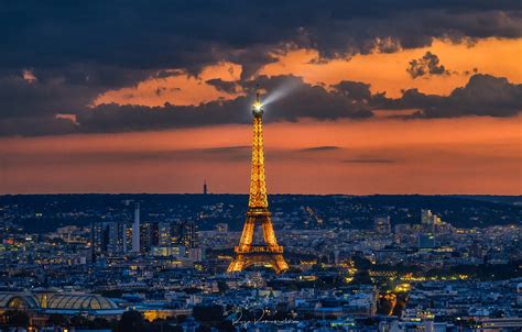 Wallpaper The Sky Clouds Sunset France Paris Tower Home The