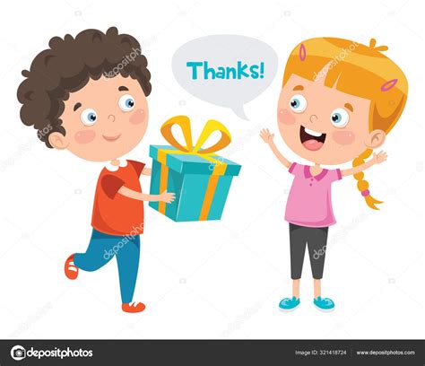 Thank You Illustration Cartoon Characters Stock Vector Image By