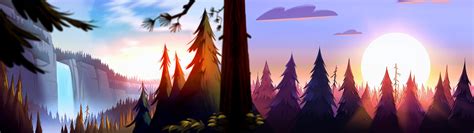 Artwork Forest Waterfall Gravity Falls Wallpapers Hd Desktop And 676