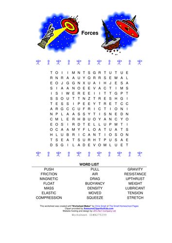 Forces Wordsearch By Rajnandhra Teaching Resources Tes