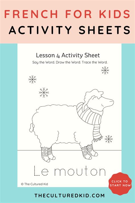 French For Kids Coloring In Sheet Activities The Cultured Kid New
