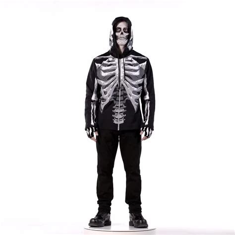 adult black and bone skeleton hoodie party city