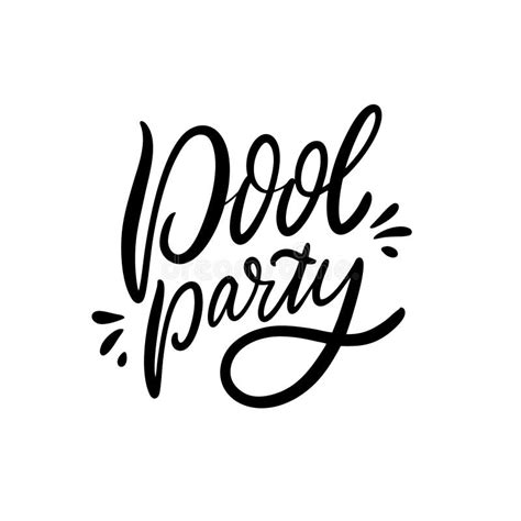 Pool Party Black Color Text Modern Lettering Phrase Vector