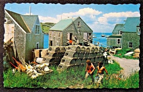 1970s Monhegan Island Maine Vintage Postcard Fishing Village