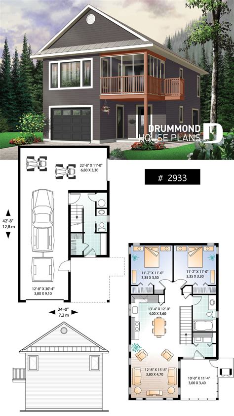 Garage With 2 Bedroom Apartment Carriage House Plans Garage