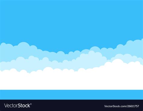 Blue Cartoon Sky Background Cloud Flat Sky Vector Image