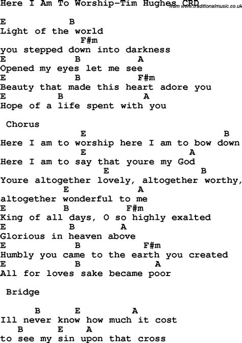 Barbie and animes songs lyrics. Christian Chlidrens Song Here I Am To Worship-Tim Hughes ...