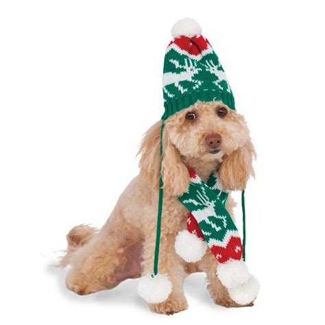 Rubies Holiday Knit Dog Hat And Scarf Set Baxterboo