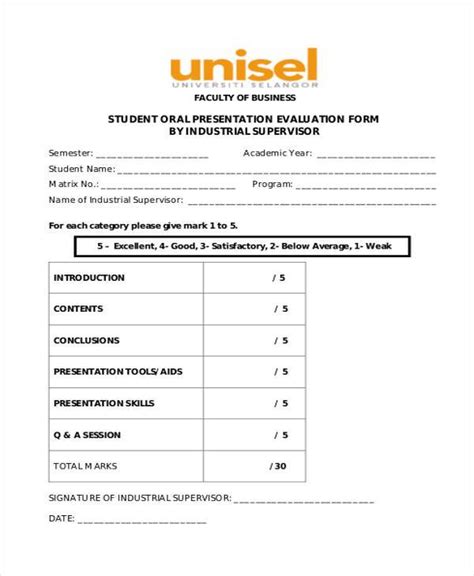 Free 7 Oral Presentation Evaluation Forms In Pdf Ms Word