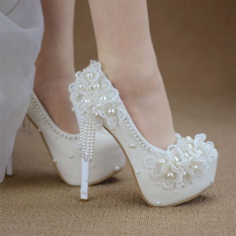 Lace White Flower Tassel Shoes 2020 Topuklu Ayakkabılar Topuklular