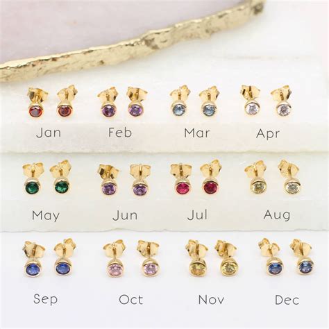 18ct Gold Plated Birthstone Crystal Earrings Hurleyburley