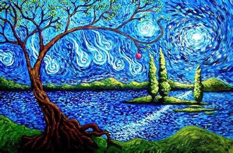 Sky Tree Abstract Lake Apple Island Art Wallpapers Hd Desktop