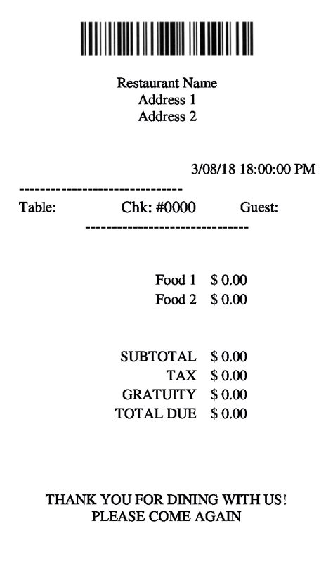 Food And Drinks Receipts Sample Invoice Template Ideas