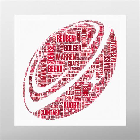 Rugby Ball By Wordbirdie Personalised Word Art Prints Irish Ts