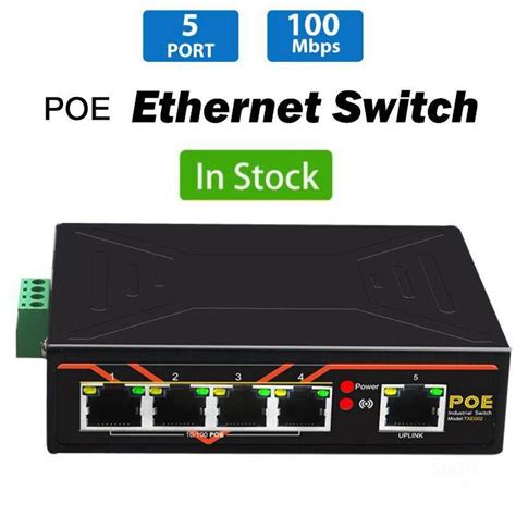 5 Port Industrial Ethernet Switch 48v 10100mbps Suis Rangkaian Poe Din Rail Jenis Rangkaian Rj45