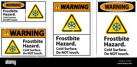 Warning Sign Frostbite Hazard Do Not Touch Cold Surface Stock Vector