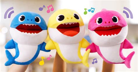 Baby Shark Puppets Set Of 3 Mommy Daddy Baby Tempo Interactive Plush