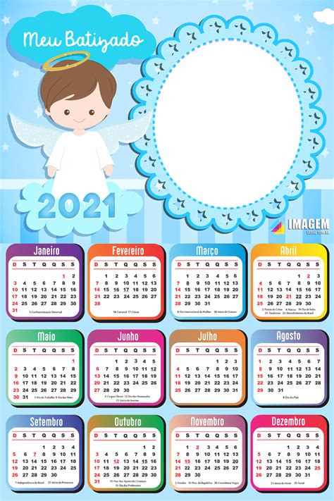 Calendário 2021 Batizado Para Meninos Colagem De Foto Imagem Legal