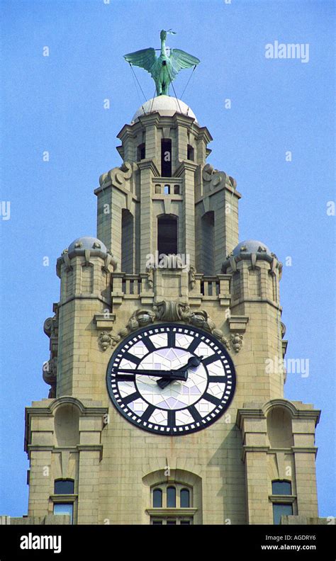 Royal Liver Building Clock Tower Liverpool England Stock Photo Alamy