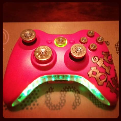 Hand Painted Xbox Controller With Bullet Button And Led Enhancement By