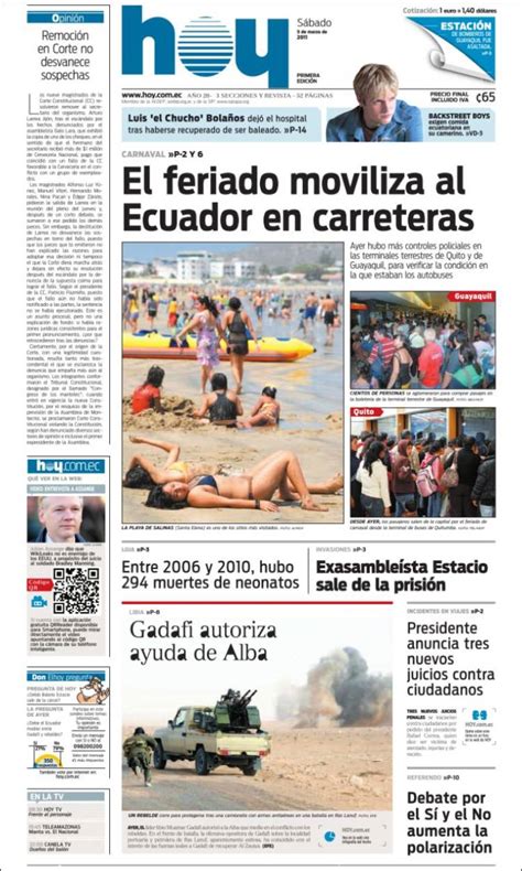 Periódico Diario Hoy Ecuador Periódicos De Ecuador Edición De