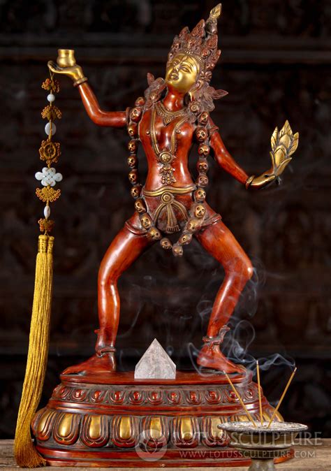 Sold Brass Sculpture Of The Hindu Goddess Kali Dancing Wearing A Crown