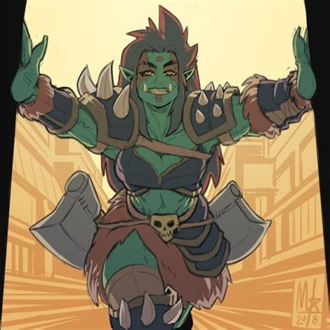 An orc gal makes an entranc | Monster Girls | Concept art characters