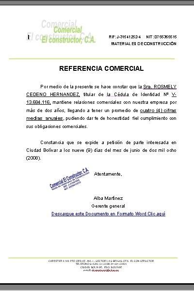 Carta De Referencia Comercial Formatos Y Modelos Legales Carta De My The Best Porn Website