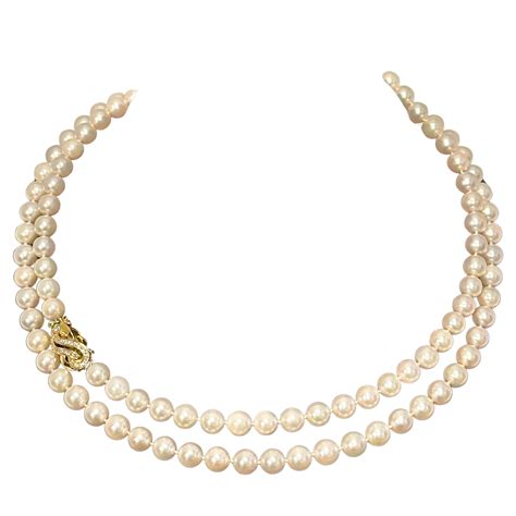 Classic Strand Pearl Necklace With Diamond Ball Clasp For Sale At 1stdibs Pearl Necklace Clasp
