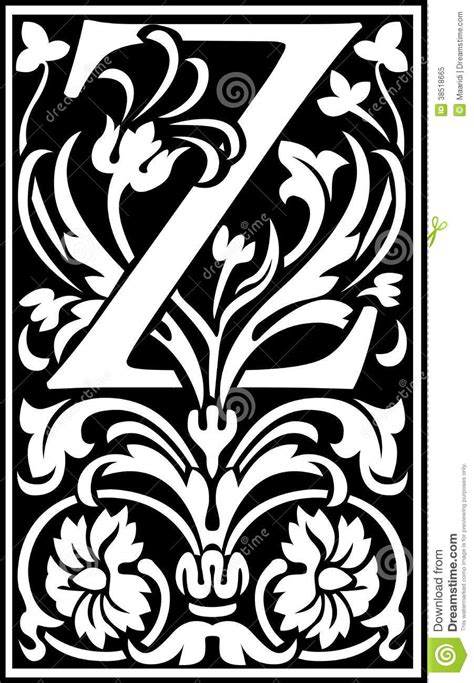 A to z copy specialists. Flowers Decorative Letter Z Balck And White Royalty Free ...