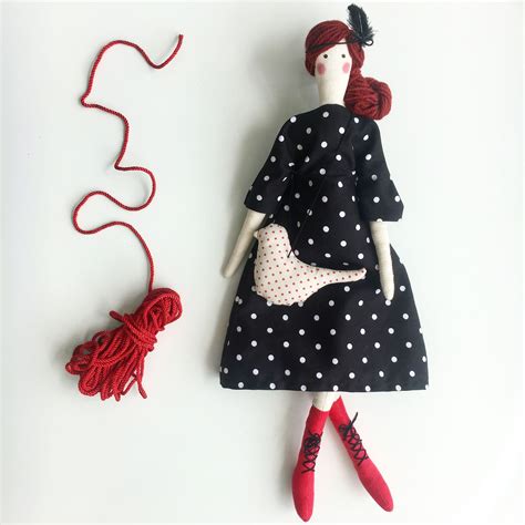 Fabric Doll Tilda Doll Ginger Hair Rag Doll Cloth Doll Art Doll