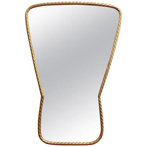 Midcentury Italian Fan Shaped Wall Mirror With Brass Frame Circa 1950s Small At 1stdibs