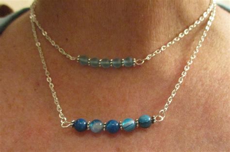 Birthstone Necklace Beaded Bar Necklace 2 Styles Bead Bar Necklace