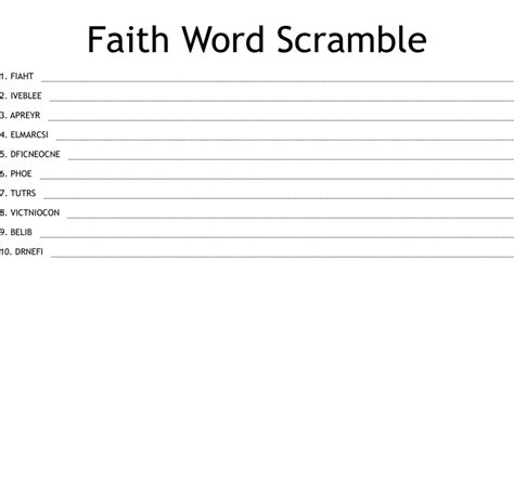 Faith Word Scramble Wordmint