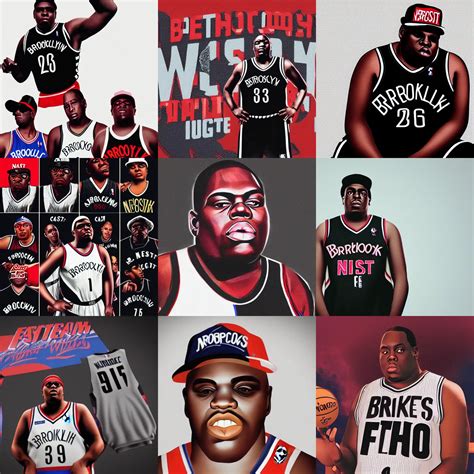 biggie smalls in a brooklyn nets jersey, tupac in a | Stable Diffusion
