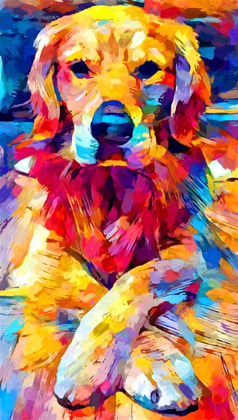 Colorful Acrylic Dog Paintings Tobie Byers