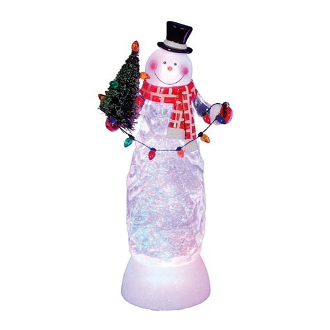 11 Swirling Glitter Led Lighted Snowman With Tree Christmas Decoration