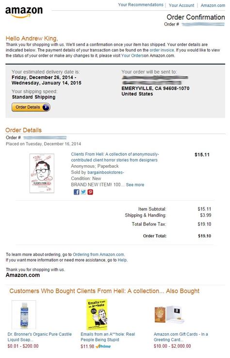 Order Confirmation From Amazon Email Templates Confirmation Page