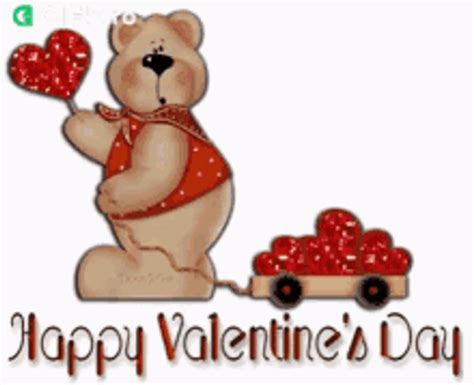 Animated Valentines Day Glitter Hearts Winnie The Pooh 