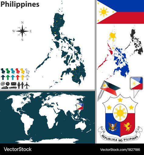 Philippines Map World Royalty Free Vector Image